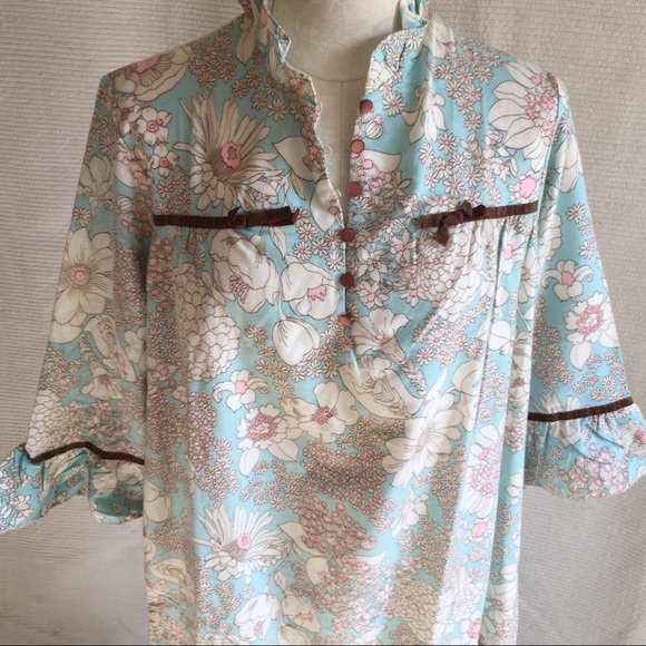 Vintage 70s Flower Power Print Cotton Prairie Gown - Picture 3 of 8